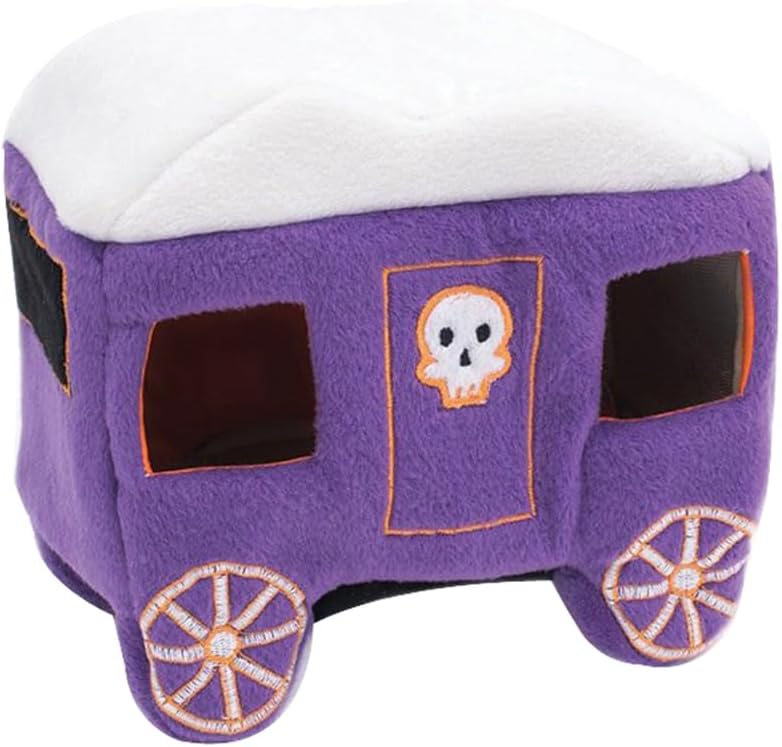 ZippyPaws Halloween Burrow Interactive Dog Toys - Hide and Seek Dog Toys and Puppy Toys, Colorful Squeaky Dog Toys, and Plush Dog Puzzles – Haunted Carriage