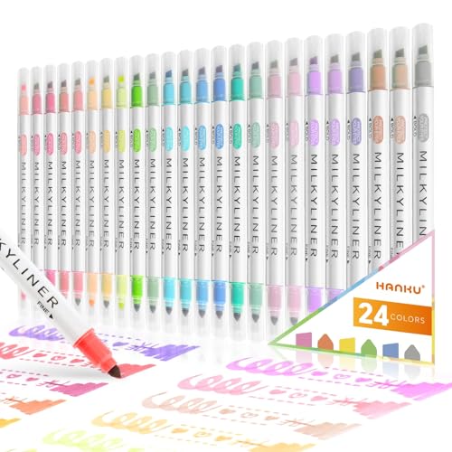HANKU Pastel Highlighters Set, 24 Unique Retro Colors, Highlighters...