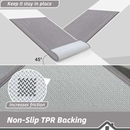 Image of BEQHAUSE Door Mat 24 inch x 36 inch, Non-Slip Door Mats Indoor Washable, Light Grey