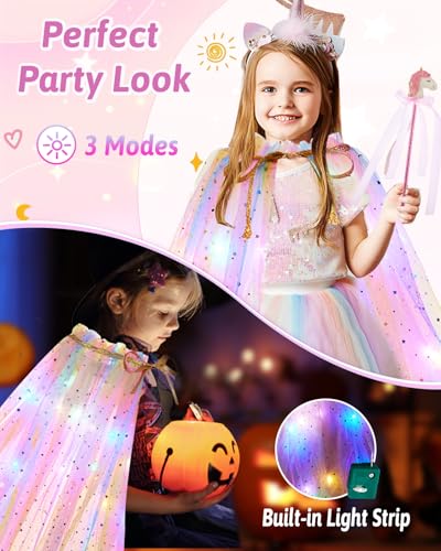 Anpro Princess Dress Up Clothes Cape, Light Up Girls Costume Cape3
