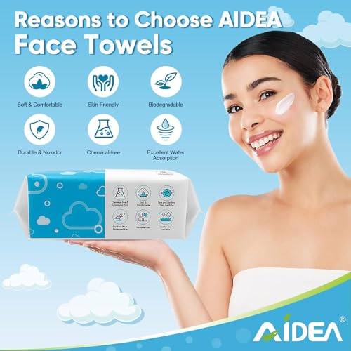 Aidea Aldea Face Towels Disposable-600Ct, Clean Facial Towels, Face Towelettes For Sensitive Skin, Clean Facial Wipes For Makeup Removing, Facial Cleansing, Travel, Dry Wipes Face Cloths thumb #4