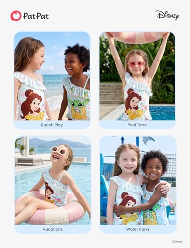 Image of Disney Stitch Frozen Marvel Minnie Mouse Girls Swimsuits Ruffle One Piece Bathing Suits UPF 50 Swimwear Quick Dry Size 2-13Y