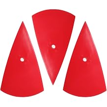 3 PCS Go Corner Contour Squeegee, PPF Vinyl Wrap Window Tint Squeegee, Car Tinting Tool Pointed Triangle Fine-Edge Reach Flexible Plastic Card Scraper Round RED