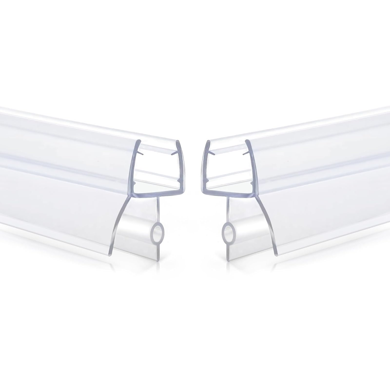 2 PCS Goma Mampara Ducha Inferior, Sello de Goma Transparente Impermeable de 0,7 M, Fácil de Cortar e Instalar for Puertas de Vidrio Sin Marco(Wide type,8mm/0.31in)