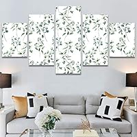 SIGNWIN 5 Panel Canvas Wall Art Modern Art Decorative Elements Fun Illustrations Leaves Multicolor Patterns for Home Decorations Ready to Hang - 60
