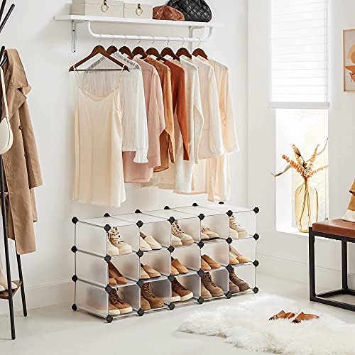 Songmics Shoe Rack, Space-Saving 15-Slot Plastic Shoe Storage Organizer Unit, Shoe Cabinet, Ideal For Entryway Hallway Closet Garage, 14.2 X 44.5 X 34.6 Inches, White Ulpc44S #TOP6