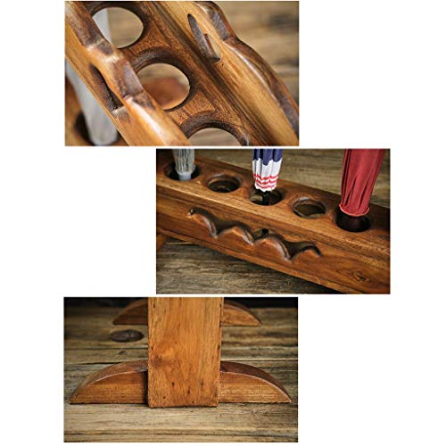 Porte-parapluie en bois rectangulaire vertical support de rangement canne - 4