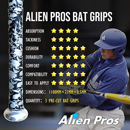 Alien Pros Bat Grip Tape 0.5Mm For Baseball And Softball (3-Pack) – Non-Slip Easy To Install Bat Tape – Perfect Baseball Bat Grip For Aluminum Or Wood Bat Grip (3-Pack, Fire) #TOP4
