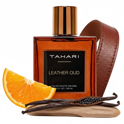 TAHARI Leather Oud Eau de Toilette for Men Long-Lasting Luxury Cologne Spray with Bergamot Leather & Amber Scent Bold Masculine Sophisticated Oud Fragrance Spray 3.4 fl oz / 100 mL