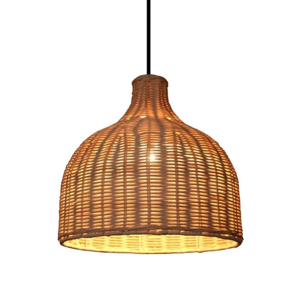 Suspension en rotin vintage style ferme et luminaire bambou E27