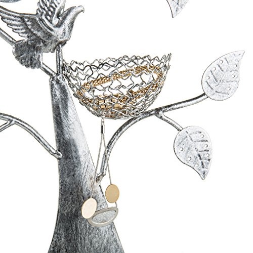 Mygift Silver Metal Jewelry Tree With Bird Nest - Holds Up To 48 Pair Earrings #TOP2