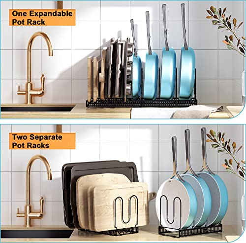 Ordora Pot And Pan Organizer Rack For Cabinet - Expandable Cutting Board Pot Lid Organizer Holder With 11 Adjustable Dividers For Kitchen Cabinet Cookware Baking Frying Rack #TOP3
