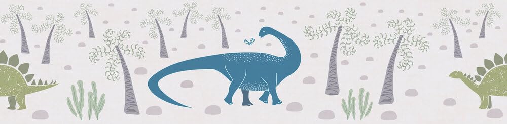 A.S. Création Lilly & Luis Wallpaper Border Dinosaur in Blue, Multicolour, Green – 5,00 x 0,13 m Wallpaper for Kids – 771411