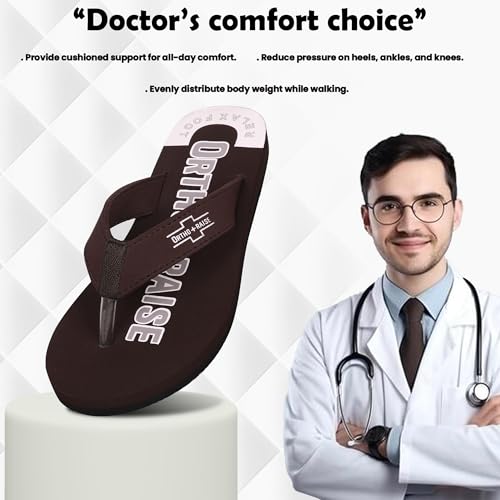 Image of Extra Soft Orthopaedic Comfort Slippers for Men | Anti-Skid, Arch Support, Doctor Recommended Flip Flops | Relax Footwear for Heel & Ankle Pain Relief