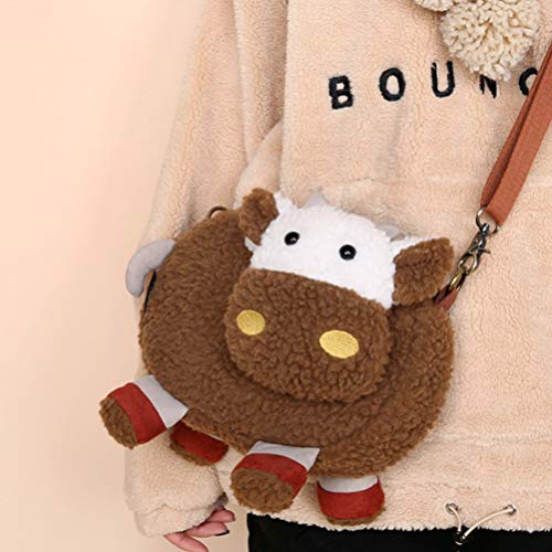 KESYOO Bolsas Crossbody Bolsa de Lona de PelÃºcia Em Forma de Vaca Bolsa de Ombro Casual Bolsas Hobo