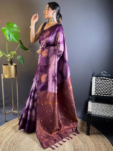 Image of SGF11 Women's Kanjivaram Pure Soft Silk Saree With Unstitched Blouse Piece