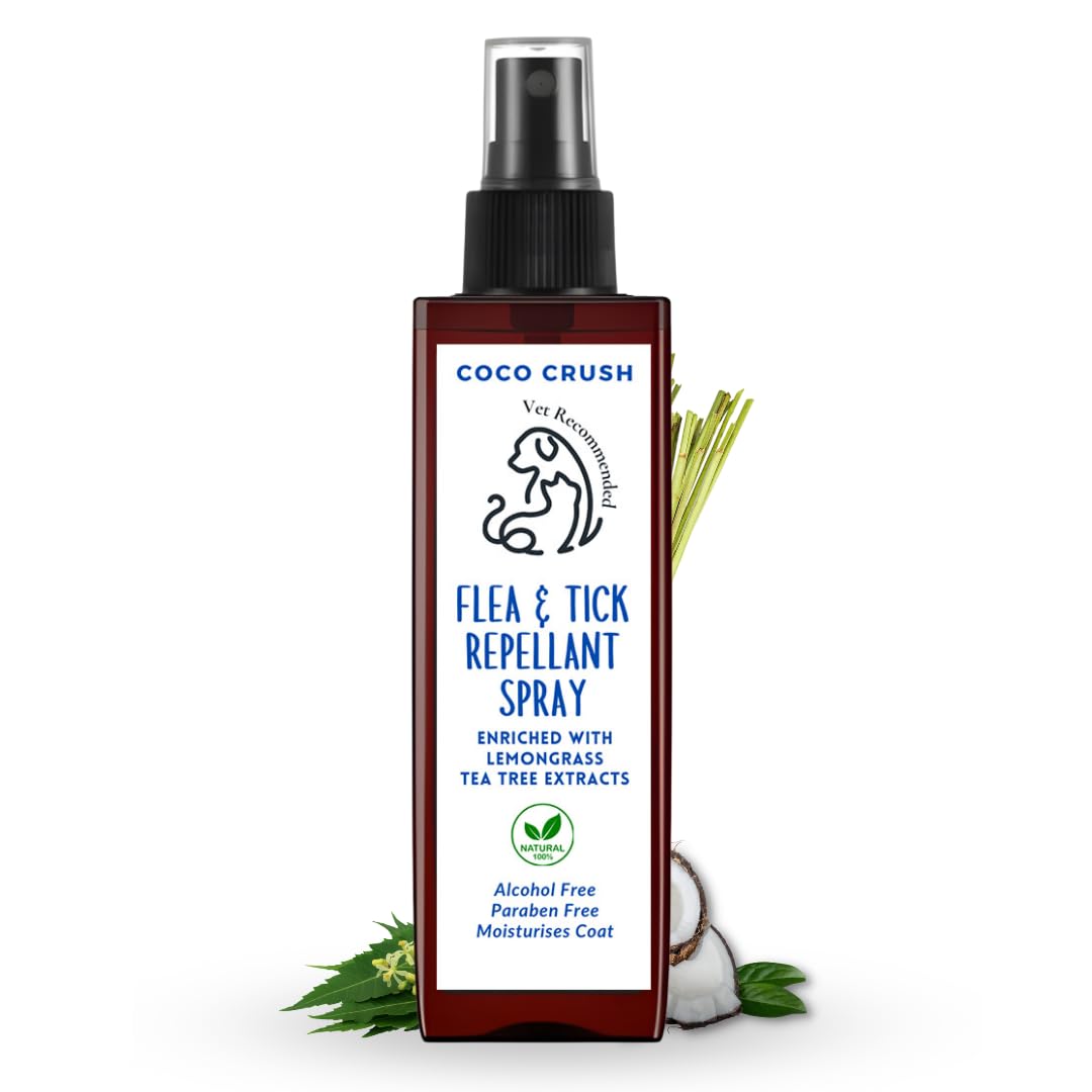 100% Natural Anti Tick and Flea Pet Spray | for All Types of Dog & Cat | Anti Itch Spray with Neem and Lemongrass | Organic, Paraben Free, Cruelty-Free (50ML)