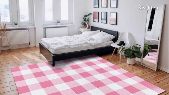 Tapete decorativo rosa 2'7" x 5' antideslizante miniatura 7