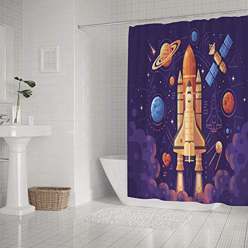 Rideau de douche imperméable 182,9x183 cm lavable en tissu polyester pour baignoire - 3