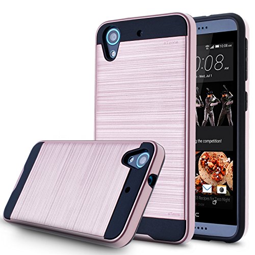 HTC Desire 626s Case, HTC Desire 626 Case,eTzone Premium Extra Slim Shockproof Case, Steel Hybrid Dual Layer [TPU + Soft Silicone] Protective Case Cover for HTC Desire 626 / 626s (626 Rose Gold)