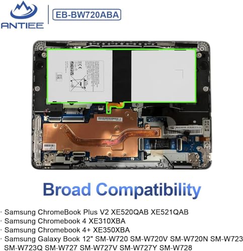 Image of EB-BW720ABA EB-BW720ABE Battery for Samsung ChromeBook Plus V2 XE520QAB | XE521QAB, Chromebook 4 4+ XE310XBA XE350XBA, Galaxy Book 12 SM-W720 SM-W723 W728 W723Q W727V W720N BA43-00390A GH43-04691A