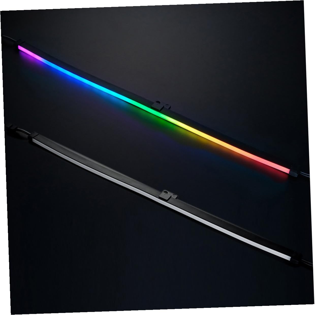 2 Pièces Bande Lumineuse Argb 400mm pour Boîtier Pc, Abs Noir, 28 Led, 5 V, 3 Broches Femelle vers 3 Broches Mâle, Autocollants Adhésifs, Installation le Boîtier