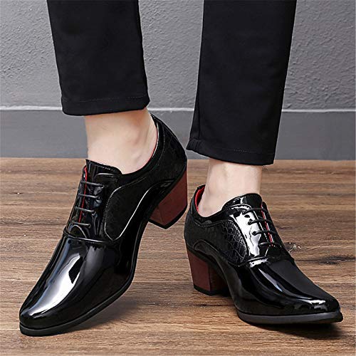 Dress Formal Shoes for Men Lace Up Round Toe Patent Leather Faux Leather Rubber Sole Resistant Non Slip Anti-Slip Block Heel Wedding3