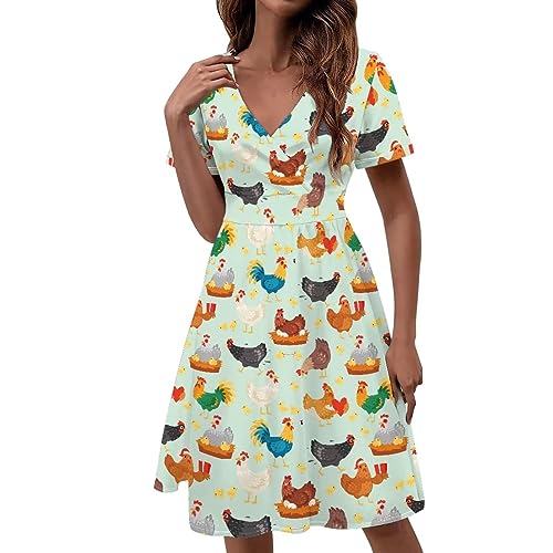 Image of Women's Summer Formal Dresses Short Sleeve Wrap V Neck Dresses Bridesmaid Wedding Guest Dress with Pockets