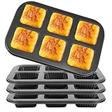 BAODBF 4 Stück Muffin Backform,Backformen Set aus Kohlenstoffstahl,Muffinform Blech für 6...