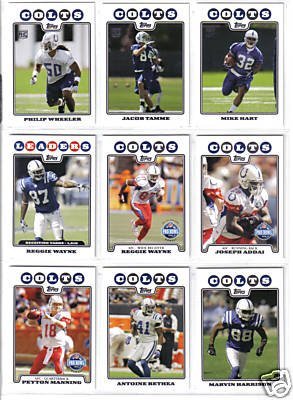2008 Topps Indianapolis Colts Complete Team Set (16 Cards)