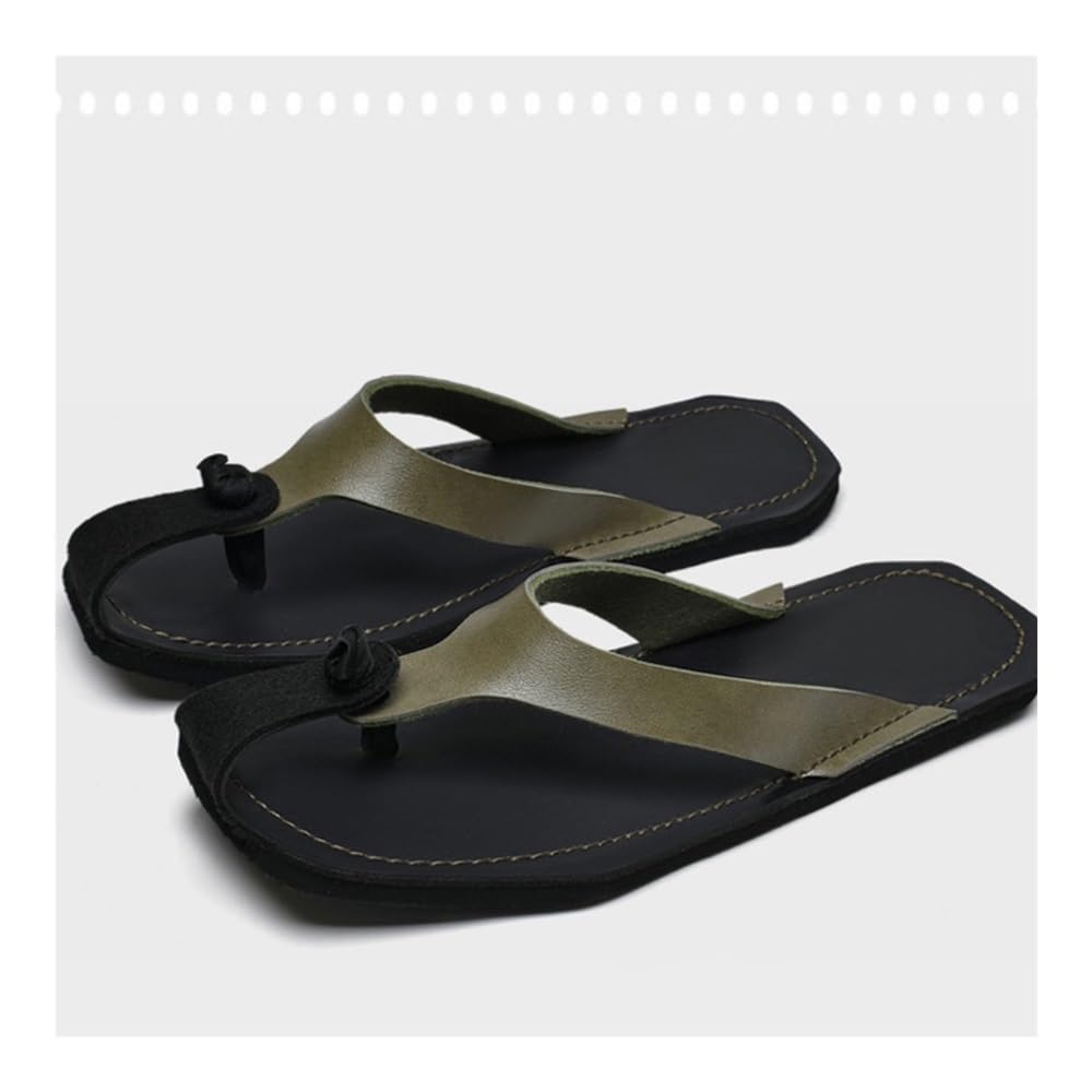 Sandały, Men's Large Size Flip Flops - Summer Beach Sandals, Comfortable Outdoor Slippers Kapcie(Green,47 EU)