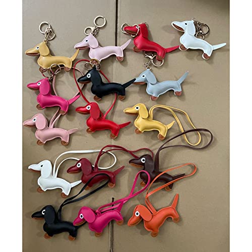 LUOFENG Mini süßer Dackel-Hund-Schlüsselanhänger-Anhänger, schöner PU-Leder-Tiere-Schlüsselanhänger für Handtasche, Tasche, Rucksack, Handtasche
