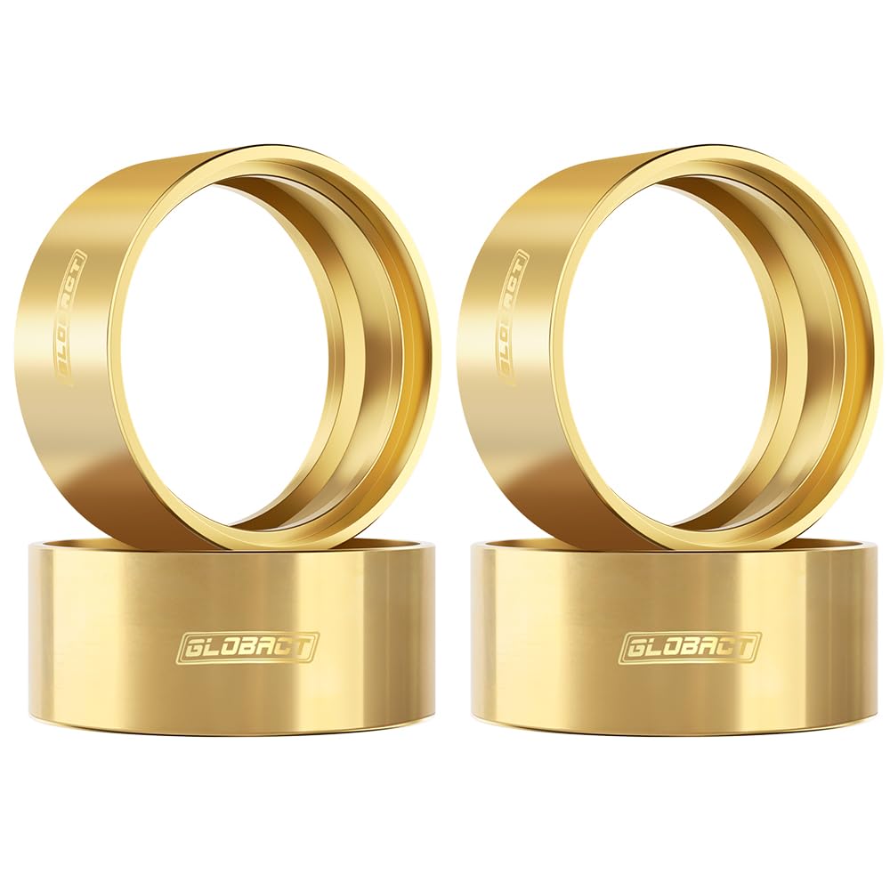 GLOBACT Brass 1.9 in Beadlock Wheels Internal Ring Clamp Ring Fit 1.9" Wheel Rim 94g/pc Wheel Counterweight for 1/10 TRX4 TRX6 Axial SCX10 I II III Redcat GEN7 GEN8 RC Crawler (4Pcs Brass)
