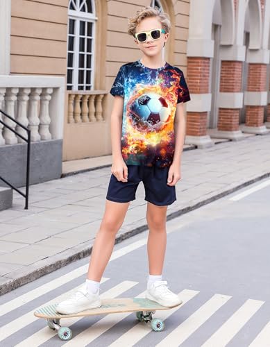 Image of 3D Graphic Short Sleeve Shirts Boys Girls Cool T-Shirt Unisex Novelty Tees for 7-12 Years Teens