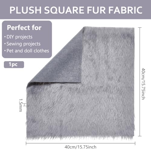 BENECREAT Dark Gray Faux Fur Fabric 40x40cm, Soft Plush Shaggy Squares Pre-Cut Craft Fur Fabric for Costumes Rugs, Pillows - Image 2