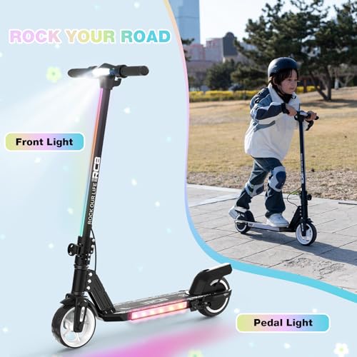 RCB R12 Electric Scooter for Kids age 6-12, Up to 9.3 mph & 6.2 Miles, 6.5" Foldable Electric Scooter, LED Display,LED Rainbow Light,Two Types of Braking,Gift for Kids - Image 5