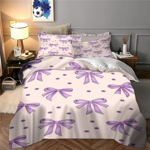 Housse de couette nœuds violets imprimé 3D douce et facile à laver - 6