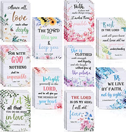 Cuaderno cristiano de bolsillo Qeeenar: bloc de notas floral para estudio de la Biblia