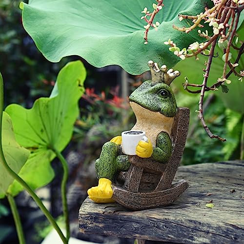Gardenfans Frog Gifts Garden Figurines Outdoor Decor,Indoor Outdoor Decor Garden Art Sculptures Statues for Patio,Lawn,Yard Art Decoration, Housewarming Garden Gift (6.7", Multi)