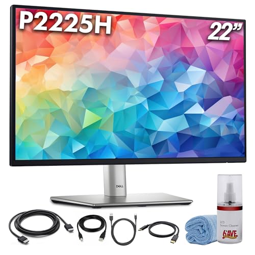 Image of Dell P2225H 22″ Full HD IPS LED 100Hz Monitor (1920x1080) | Comfortview Plus, Anti-Glare Display, Tilt-Adjustable Stand + USB-C Cable + Cleaning Kit