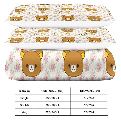Housse de couette avec fermeture eclair Petit Ours 3D parure lit double - 6