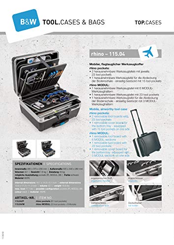 B&W Werkzeugkoffer Rhino Pockets, 115.04/P (Lieferung erfolgt ohne Werkzeug) – Bild 7