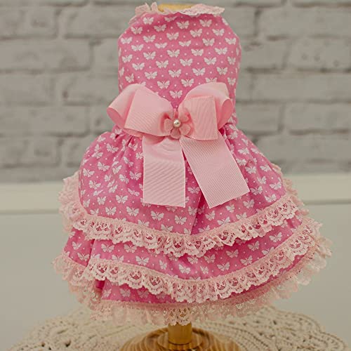 Saia Estampada P/Cães Gatos Roupinha Pet Rosa Borboleta G