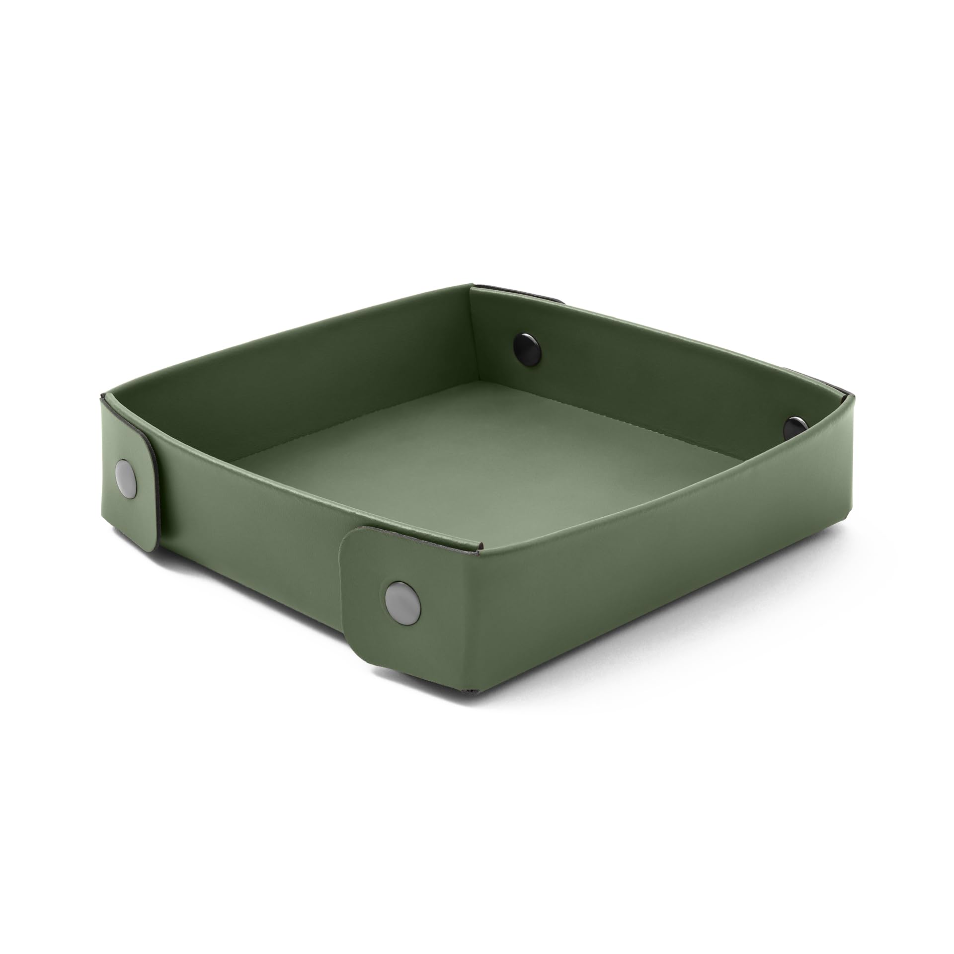 Eglooh - Perseo - Nowoczesny design z zielonej skóry - organizer na biurko, taca na klucze, monety, biżuteria - 16 x 16 cm - wyprodukowano we Włoszech