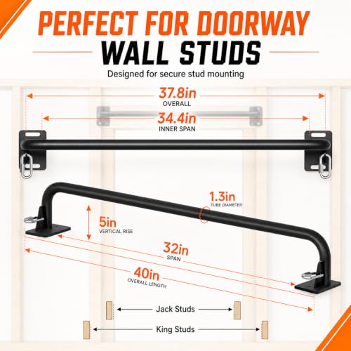 Heavy Duty Wall Mounted Pull Up Bar, 600 LBS Capacity, Multi-Grip by HWOOUSA - Used condition - Image 3