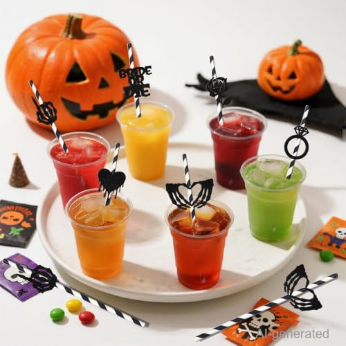 Pitillos de papel negro 24 piezas decorativos para fiesta miniatura 7