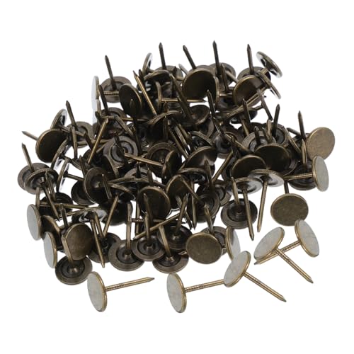 Cabilock 100 Chinchetas Planas Decoración 11 Mm x 17 Mm, Tachuelas De Acero Para Tapicería y Muebles, Clavos Decorativos Vintage, Uso Multiusos Para Carpintería y Pared, Set 100 Piezas