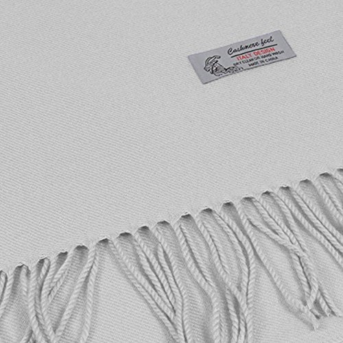 Plain Solid Color Cashmere Feel Classic Soft Luxurious Winter Scarf For Men Women (Light Gray) #TOP1