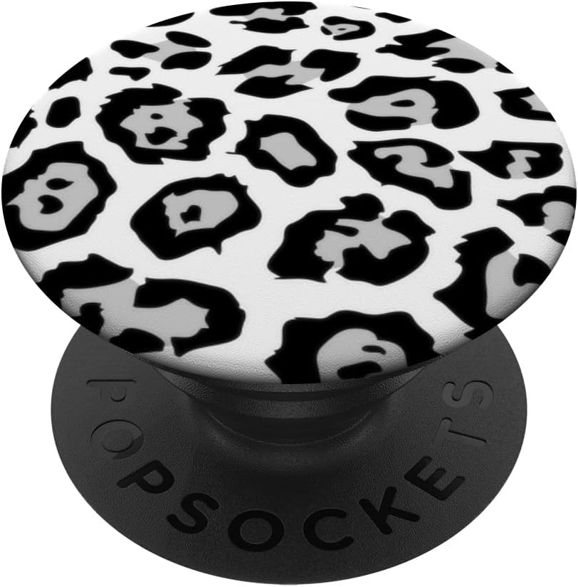 Leopard Print: Black and White Cheetah Animal Knob for Women PopSockets PopGrip for MagSafe