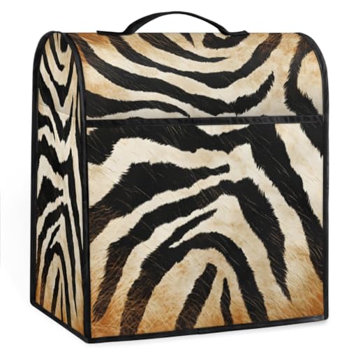 Coffee Maker Cover Retro Zebra Print Kitchen Appliance Covers Small Appliance Covers Blender Cover Juicer Cover Dust Covers for Kitchen Appliances with Top Handle and Pockets,Washable,C244